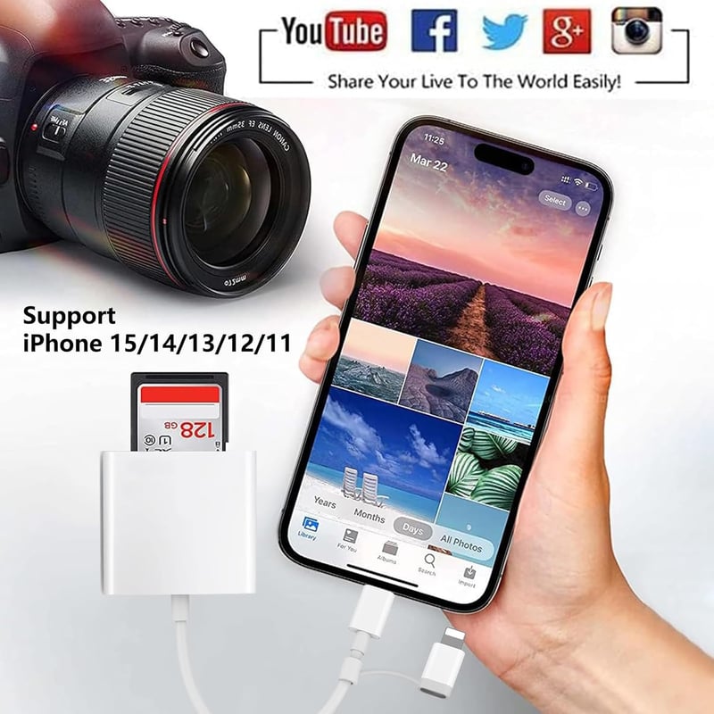 Oliveria Apple MFI Tanúsított Lightning SD Kártya Olvasó iPhone és iPad Készülékekhez - Kamera Adatátvitel Kompatibilis Adapter