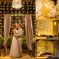 Svetelná záclona Ollny s 200 LED diódami, USB pripojenie, teplá biela, 2x2 m, 8 režimov svietenia, vianočná dekorácia do interiéru 6