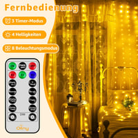 Ollny 300 LED Fényfüggöny 3x3m - IP67 Vízálló Meleg Fehér Tündérfény, 8 Világítási Móddal, Távirányítóval és Időzítővel, Kültéri-Beltéri Dek 5