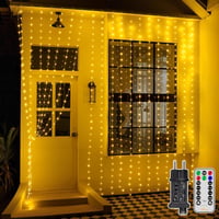 Ollny 300 LED Fényfüggöny 3x3m - IP67 Vízálló Meleg Fehér Tündérfény, 8 Világítási Móddal, Távirányítóval és Időzítővel, Kültéri-Beltéri Dek 1