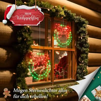 Ollny Karácsonyi LED Koszorú Ablakdísz 160 LED 8 Mód Időzítő 2db Piros Zöld 2