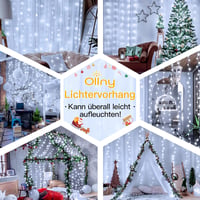 Ollny LED Fényfüggöny 3x3m - 300 LED Fehér Vízálló USB Tündérfény Beltéri/Kültéri Dekoráció Falra, Ablakra, Erkélyre, Karácsonyi Partikra 6