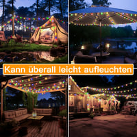 Ollny Napelemes Kerti Fényfüzér 12m 100 LED - Színes, Vízálló IP65, 8 Világítási Mód, Kültéri Dekoráció Kertbe, Teraszra, Erkélyre 6