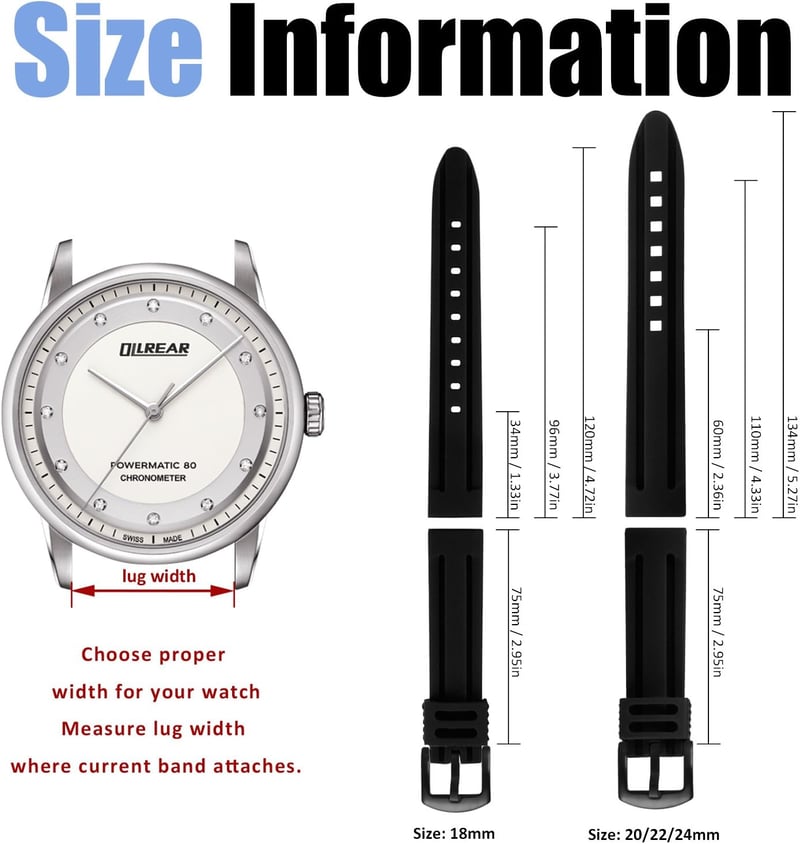 OLLREAR Szilikon Óraszíj Rozsdamentes Acél Csattal 18-24mm