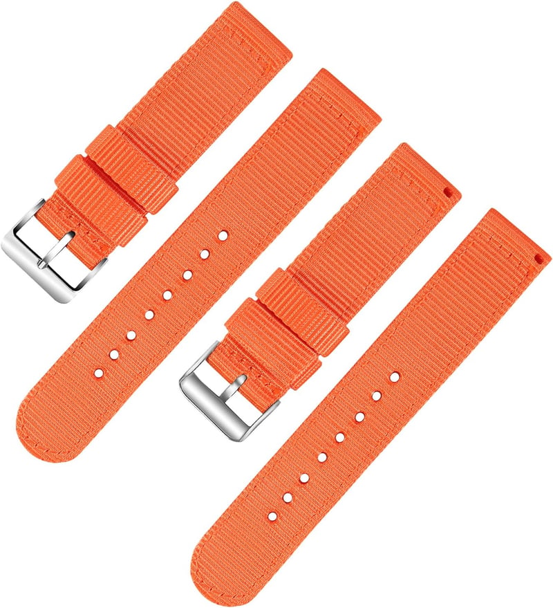 OLLREAR Unisex Nylon Óraszíj Ezüst Fém Csattal 20 mm narancs
