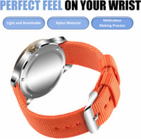 OLLREAR Unisex Nylon Óraszíj Ezüst Fém Csattal 20 mm narancs 5