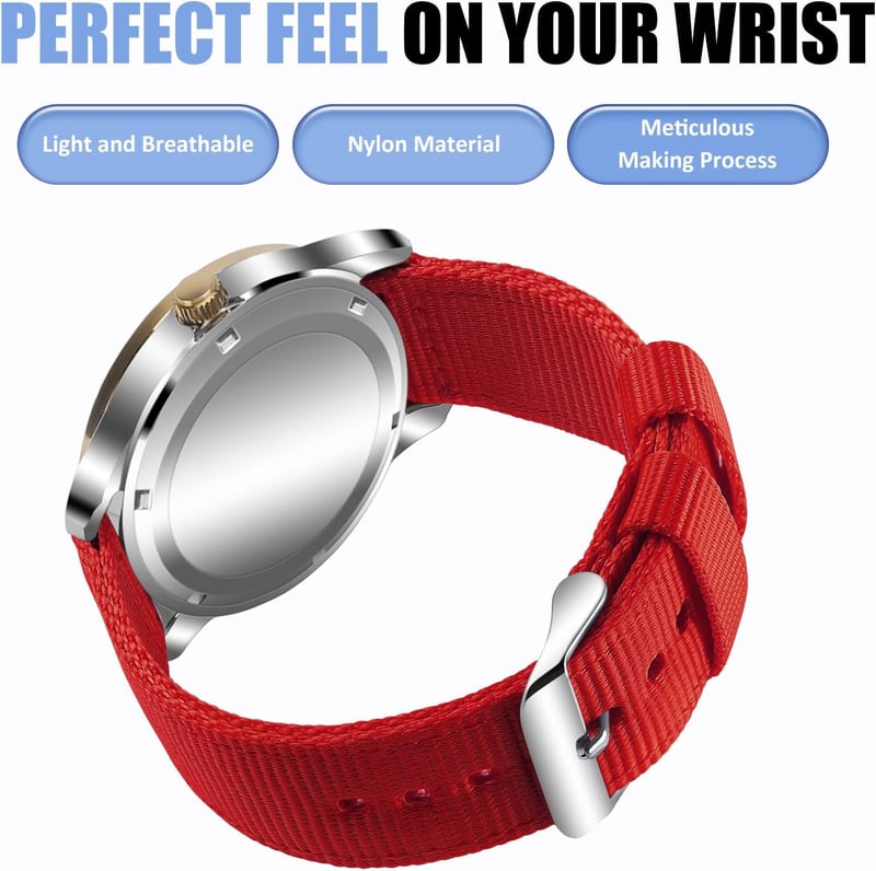 OLLREAR Uniszex Nylon Óraszíj Ezüst Fém Csattal 20 mm