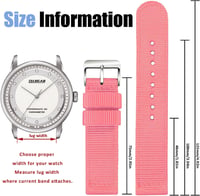 OLLREAR Uniszex Nylon Óraszíj Ezüst Fém Csattal 22mm, Pink 3