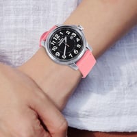 OLLREAR Uniszex Nylon Óraszíj Ezüst Fém Csattal 22mm, Pink 7