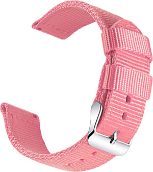 OLLREAR textilný unisex remienok na hodinky, strieborná pracka - ružová - 22 mm