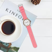 OLLREAR Uniszex Nylon Óraszíj Ezüst Fém Csattal 22mm, Pink 6