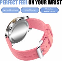OLLREAR Uniszex Nylon Óraszíj Ezüst Fém Csattal 22mm, Pink 5