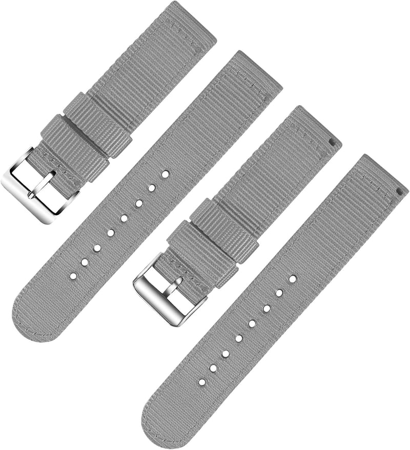 OLLREAR Unisex Nylon Óraszíj Ezüst Fém Csattal 20 mm