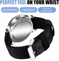 OLLREAR Uniszex Nylon Óraszíj Rozsdamentes Acél Ezüst Csattal 24 mm 5