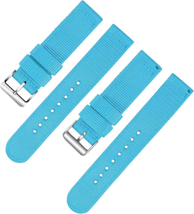 OLLREAR Uniszex Nylon Óraszíj Rozsdamentes Acél Ezüst Csattal 20 mm
