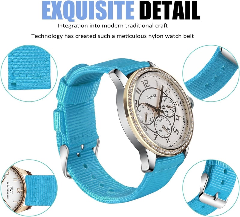 OLLREAR Uniszex Nylon Óraszíj Rozsdamentes Acél Ezüst Csattal 20 mm