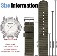 OLLREAR Uniszex Nylon Óraszíj Rozsdamentes Acél Ezüst Csattal 3
