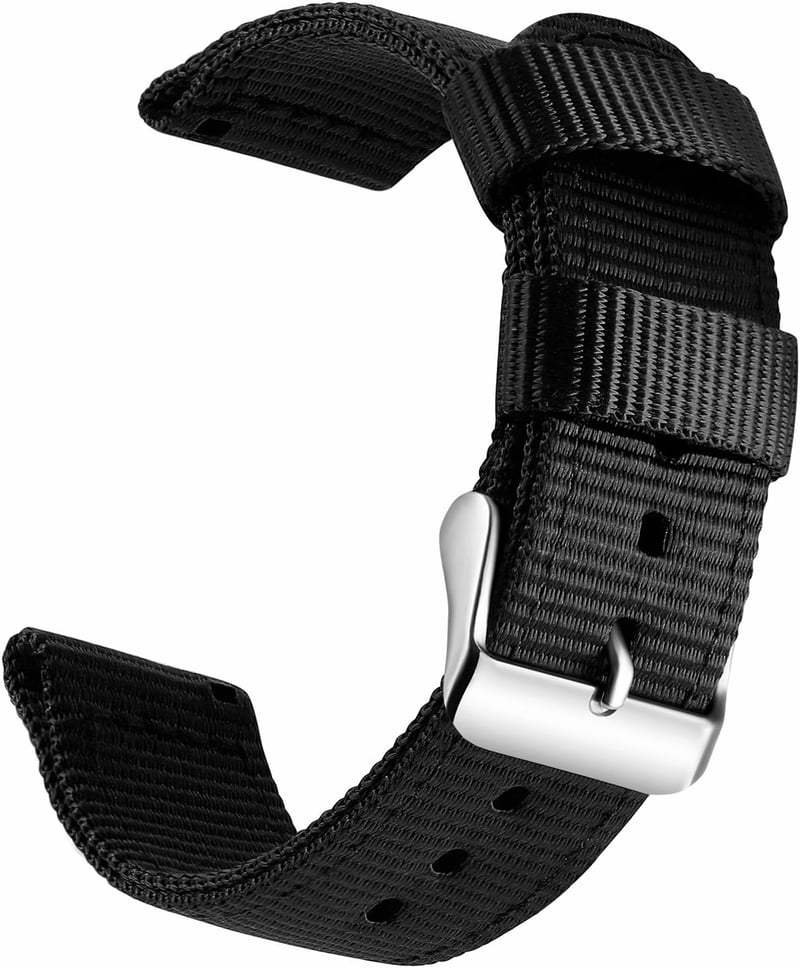 OLLREAR Uniszex Nylon Óraszíj Rozsdamentes Acél Ezüst Csattal 24 mm