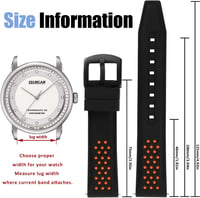 OLLREAR Uniszex Szilikon Óraszíj Fekete Rozsdamentes Acél Csattal 22 mm narancs 3