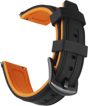 OLLREAR Uniszex Szilikon Óraszíj Fekete Rozsdamentes Acél Csattal 22 mm narancs