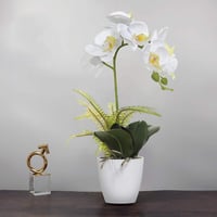 Olrla 41 cm fehér műorchidea kerámia vázával, Phalaenopsis dekoráció 8