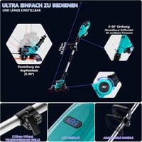 Olubfdh 3-in-1 akkumulátoros fűszegélynyíró - 21V 1000W, brushless motor, 2×4,0 Ah 7