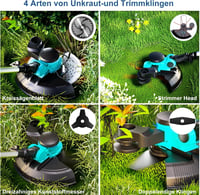 Olubfdh 3-in-1 akkumulátoros fűszegélynyíró - 21V 1000W, brushless motor, 2×4,0 Ah 6