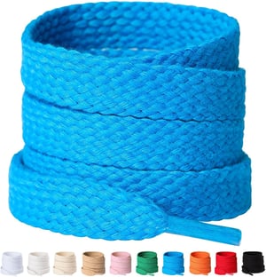 Olukssck plosnate vezice – 12 mm, pamuk, plave, 140 cm (2 para)