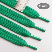 Olukssck Zöld lapos fűző 12 mm, 100% pamut, 2 pár vastag sport- és alkalmi cipőfűző, tornacipőhöz és bakancshoz 3