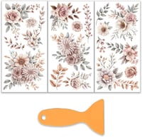OLYCRAFT 3 darabos barna virág matrica szett 15x30cm bútor dekorációs rátét kaparóval 1