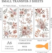 OLYCRAFT 3 darabos barna virág matrica szett 15x30cm bútor dekorációs rátét kaparóval 2
