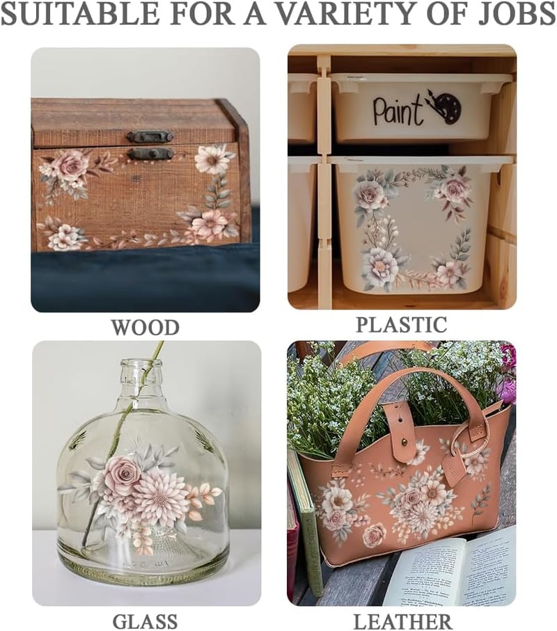 OLYCRAFT 3 darabos barna virág matrica szett 15x30cm bútor dekorációs rátét kaparóval