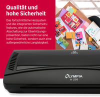 Olympia A 230 Laminálógép 4 az 1-ben | Meleg és Hideg Laminálás | A4 Laminálógép Saroklekerekítővel - Single 4