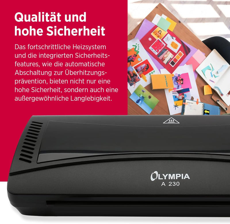 Olympia A 230 Laminálógép 4 az 1-ben | Meleg és Hideg Laminálás | A4 Laminálógép Saroklekerekítővel - Single