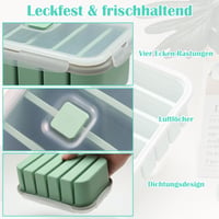 Formă din silicon pentru congelator OlyPegic cu capac, 6 compartimente, 2 bucăți - Pentru congelarea supelor, sosurilor, cuburilor de unt, mâncării pentru bebeluși și cuburilor de gheață, etanșă 4