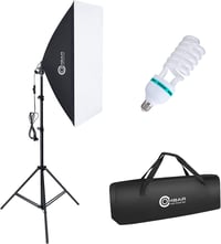 OMBAR 50x70 cm Softbox Szett Fotóstúdióhoz - 135W 5500K Nappali Fényű E27 Lámpával és Hordtáskával - Professzionális Portré és Videó Fotózás 1