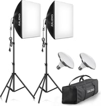 OMBAR LED-es softbox világítási készlet 20x20 hüvelyk, 60W 5500K CRI 97 felett izzók, 3 m kábel, 80 hüvelyk állvány, PS70 1