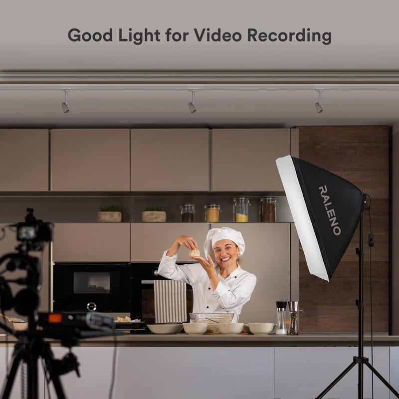 OMBAR LED-es softbox világítási készlet 20x20 hüvelyk, 60W 5500K CRI 97 felett izzók, 3 m kábel, 80 hüvelyk állvány, PS70