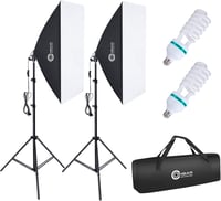 OMBAR Softbox Fotó Stúdió Szett 2x50x70cm - Professzionális Fotózáshoz 2x135W 5500K Nappali Fényű Lámpával, Hordtáskával, Portré és Divatfot 1