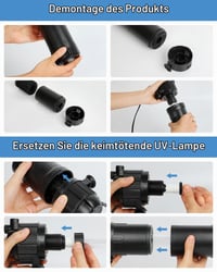 Filtru intern de acvariu OMECO 5 în 1, 8W, cu sterilizator UVC și temporizator, pompă reglabilă 800 L/H, pentru acvarii cu apă dulce și sărată, 150-300 L 6