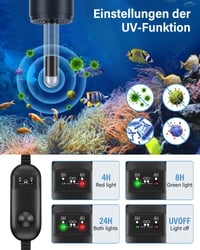 Filtru intern de acvariu OMECO 5 în 1, 8W, cu sterilizator UVC și temporizator, pompă reglabilă 800 L/H, pentru acvarii cu apă dulce și sărată, 150-300 L 2