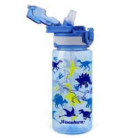 Detská fľaša na vodu Omedecal so slamkou 600 ml – Nepriepustná fľaša s dinosaurom pre chlapcov a dievčatá, bez BPA, vhodná do umývačky riadu, s rúčkou 1