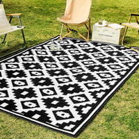 OMERAI Mosható Szőnyeg Kül- és Beltérre - Fekete-Fehér Csúszásmentes UV-Álló Foltálló Szőnyeg Nappaliba, Kertbe, Kempingezéshez 150x240 cm 9