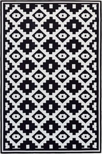OMERAI Mosható Szőnyeg Kül- és Beltérre - Fekete-Fehér Csúszásmentes UV-Álló Foltálló Szőnyeg Nappaliba, Kertbe, Kempingezéshez 150x240 cm 7
