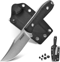 OMESIO 42a Kés Clip Point Pengével 7,8cm D2 Acél Micarta Nyéllel Kydex Tokkal 1