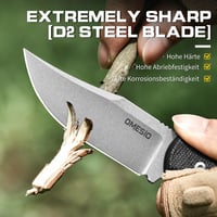 OMESIO 42a Kés Clip Point Pengével 7,8cm D2 Acél Micarta Nyéllel Kydex Tokkal 2