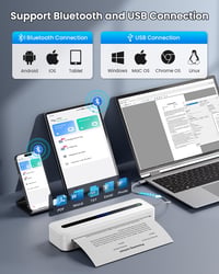 Omezizy A4 Hordozható Termális Nyomtató Bluetooth 300DPI Fehér 3