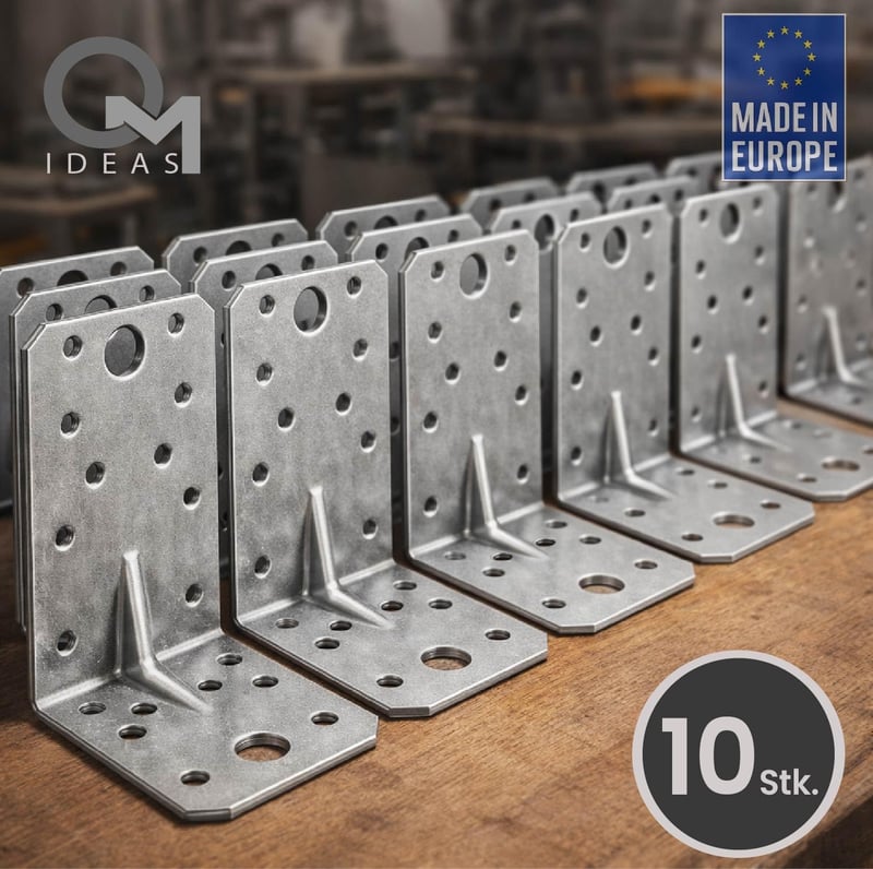OMIDEAS 10 db 90x50x55x2 mm furatos fa sarokösszekötő 90 fokos gerendakapocs horganyzott ezüst sarokkötő szögvas konstrukcióhoz