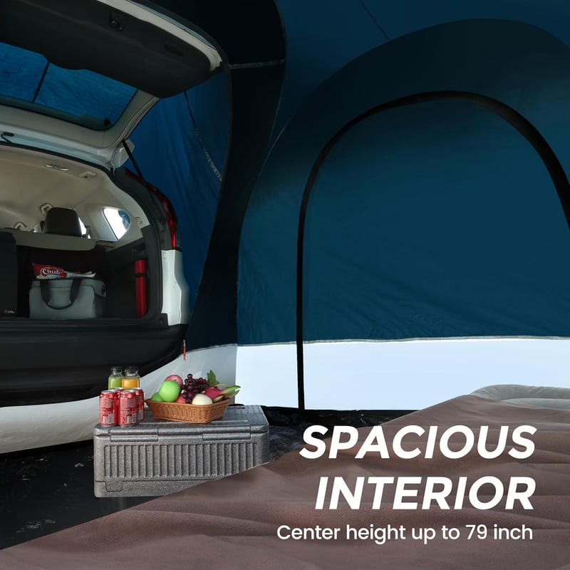 Omikrafto Univerzális SUV Sátor 6 Személyes - Autós Kemping Sátor Esővédő Tetővel, 4 Évszakos, Vízálló, 250x250x200cm, Autóhoz, Kisbuszhoz