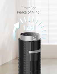 OMISOON Oszlopventilátor Valós Idejű Hőmérséklet Kijelzővel - 28dB Ultra Csendes, 6 Sebességű, 70° Oszcilláló, Távirányítós Álló Ventilátor  7